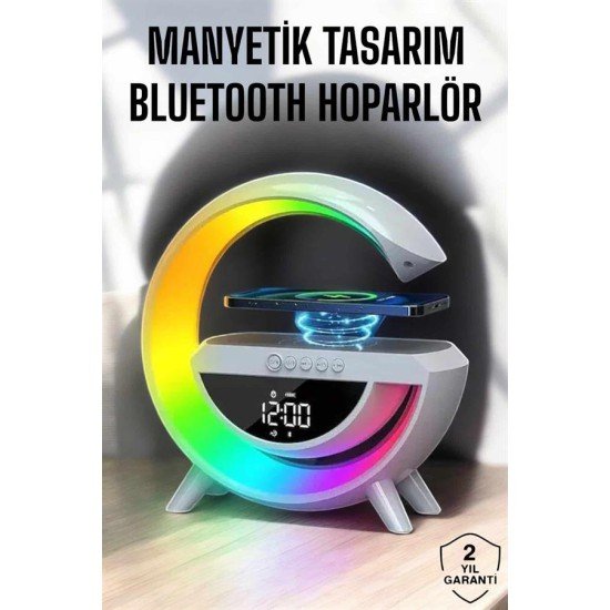 Bluetooth Hoparlör Dijital Göstergeli Wireless Şarj RGB Işıklı Bluetooth Hoparlör Dijital Göstergeli Wireless Şarj RGB Işıklı