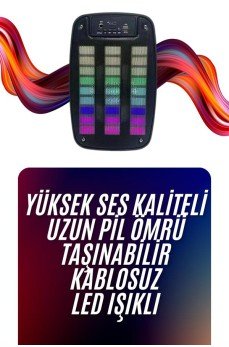 Bluetooth Hoparlör Taşınabilir Şarjlı Işıklı Büyük Boy Yüksek Ses Kaliteli