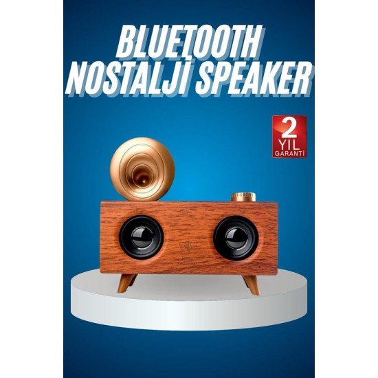 Bluetooth Nostalji Speaker Radyo Gramofon Ahşap Renk Vintage Bluetooth Nostalji Speaker Radyo Gramofon Ahşap Renk Vintage