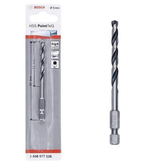 Bosch Pointteq Altıgen Şaftlı Hss Matkap Ucu 5 mm Bosch Pointteq Altıgen Şaftlı Hss Matkap Ucu 5 mm