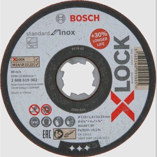 Bosch Xlock İnox Kesici 115X1X22,23 mm Bosch Xlock İnox Kesici 115X1X22,23 mm