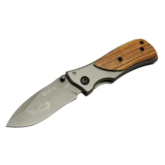 Buck Family X35 Kahverengi Kamp Çakı 15cm- Manuel, Kemerlikli, Ahşap Sap Buck Family X35 Kahverengi Kamp Çakı 15cm- Manuel, Kemerlikli, Ahşap Sap