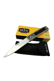 Buck Knives BK-001BRV Kamp Çakı 23 cm - Metal İşlemeli Sap, Kılıflı