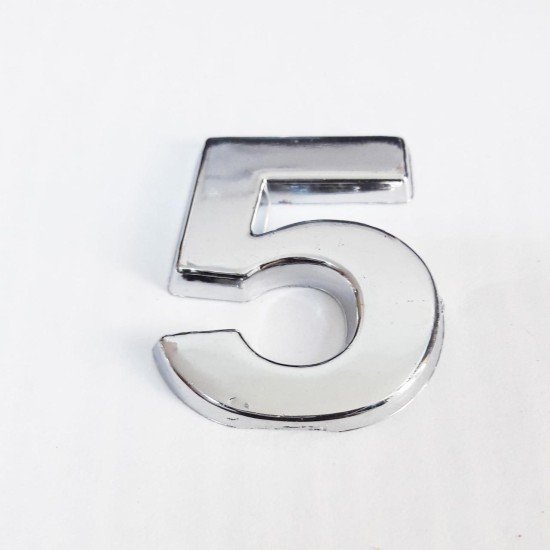 Cemax 5 Rakamı 3,75 cm Krom Yapışkanlı Cemax 5 Rakamı 3,75 cm Krom Yapışkanlı