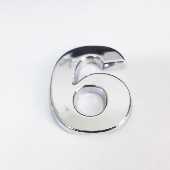 Cemax 6 Rakamı 3,75 cm Krom Yapışkanlı Cemax 6 Rakamı 3,75 cm Krom Yapışkanlı