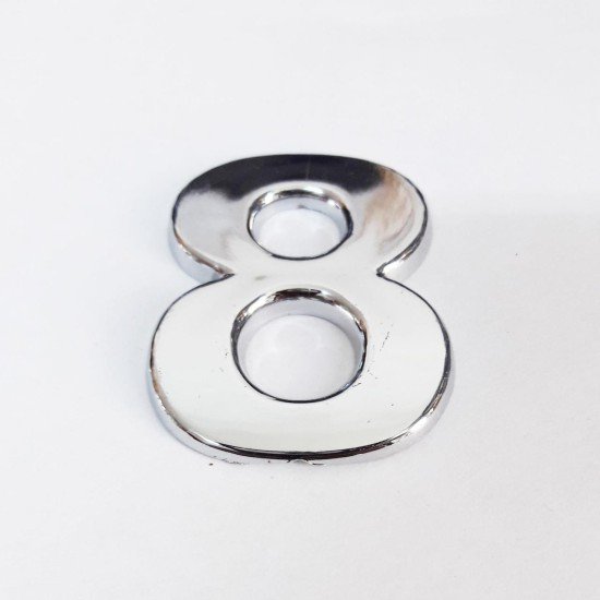 Cemax 8 Rakamı 3,75 cm Krom Yapışkanlı Cemax 8 Rakamı 3,75 cm Krom Yapışkanlı