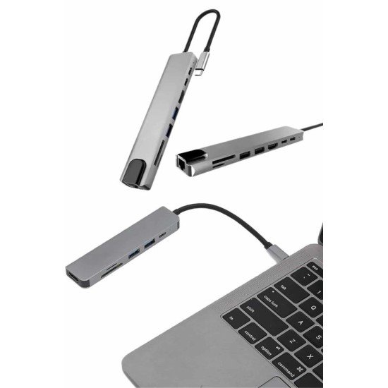 Çevirici Dönüştürücü Adaptör Macbook 3 In 1 Type-C To Hdmı USB 3.0