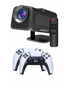 Çift Kollu Game Box Projeksiyon Cihazı Kumandalı Android Tv Dahili Hoparlör