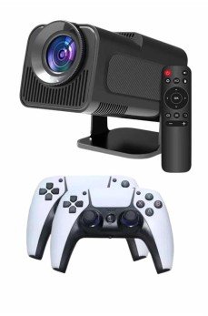 Çift Kollu Game Box Projeksiyon Cihazı Kumandalı Android Tv Dahili Hoparlör Çift Kollu Game Box Projeksiyon Cihazı Kumandalı Android Tv Dahili Hoparlör
