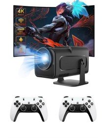 Çift Kollu Game Box Projeksiyon Cihazı Kumandalı Android Tv Dahili Hoparlör