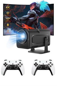 Çift Kollu Game Box Projeksiyon Cihazı Kumandalı Android Tv Dahili Hoparlör