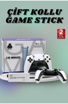 Çift Oyun Kollu 4K HD Ekran Nostaljik 20.000 Oyunlu Beyaz Game Stick