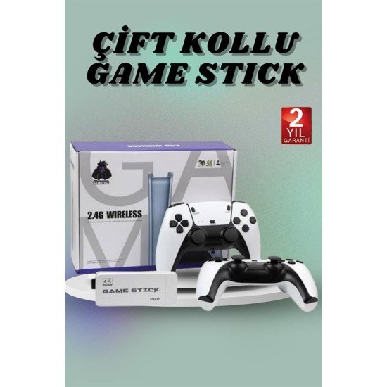 Çift Oyun Kollu 4K HD Ekran Nostaljik 20.000 Oyunlu Beyaz Game Stick Çift Oyun Kollu 4K HD Ekran Nostaljik 20.000 Oyunlu Beyaz Game Stick