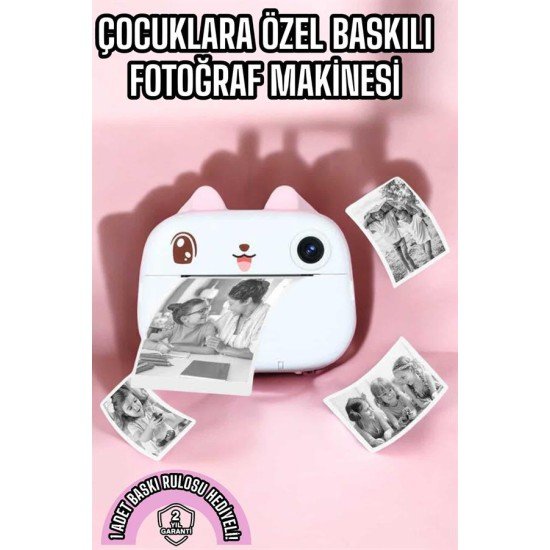Çocuk Fotoğraf Makinesi Dijital HD Video Rulo Kağıt Baskılı Yazıcı