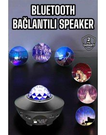 Çocuklara Özel Şarjlı Bluetooth Hoparlör Parti Led Lambası Yıldızlı Projeksiyon