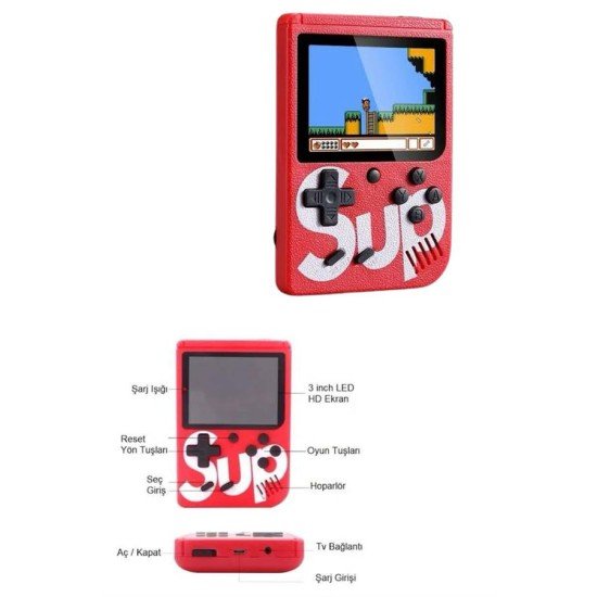 Çocuklara Özel Taşınabilir Sup El Atarisi 400 Oyunlu Nostaljik Oyun Konsolu