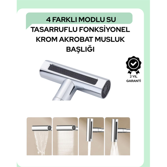 Çok Fonksiyonlu Musluk Başlığı | 4 Su Modu | Geniş Uyumlu Adaptör Seti | Mutfak ve Banyo Uyumlu Çok Fonksiyonlu Musluk Başlığı | 4 Su Modu | Geniş Uyumlu Adaptör Seti | Mutfak ve Banyo Uyumlu