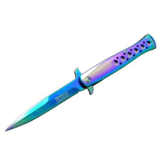 Tac-Force Tac Force Ti-Lite 1111 GK Gökkuşağı Kamp / Av Çakısı 23cm- Yarı Otomatik, Kemerlikli, Metal Desenli Sap Tac-Force Tac Force Ti-Lite 1111 GK Gökkuşağı Kamp / Av Çakısı 23cm- Yarı Otomatik, Kemerlikli, Metal Desenli Sap