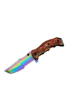 Columbia Tanto FST 3039 A Tırtıklı Gökkuşağı Kamp Çakı 23 cm - G10 Sap, Yarı Otomatik