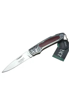 CRKT CR 0128 RD Kamp Çakı 18 cm - Metal Desenli Sap, Kılıflı, Kutulu