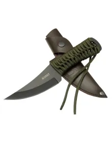 Crkt Scrub Fixed 2712 BK Siyah Kamp / Outdoor Bıçak 22,5cm - İpli Sap, Deri Kılıflı