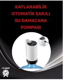 Damacana Üstü Akıllı Su Pompası | 3 Damacana Kullanım | 4W Güç | Micro USB Şarjlı | Katlanabilir & Taşınabilir