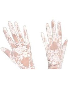 Dantelli Gelin Eldiveni - Beyaz Kısa