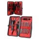 Deri Çantalı Siyah Paslanmaz Çelik 17 Parça Manikür Pedikür Seti