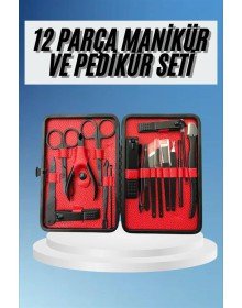 Deri Çantalı Siyah Paslanmaz Çelik 17 Parça Manikür Pedikür Seti