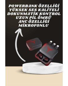 Dijital Göstergeli Powerbank Kablosuz Kulaklık ve 7 Kordonlu Yeni Nesil Akıllı Saat Dokunmatik Kontrol