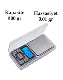 Dijital Hassas Elektronik Kuyumcu Cep Terazisi Tartı 200 gr /  0.01 gr