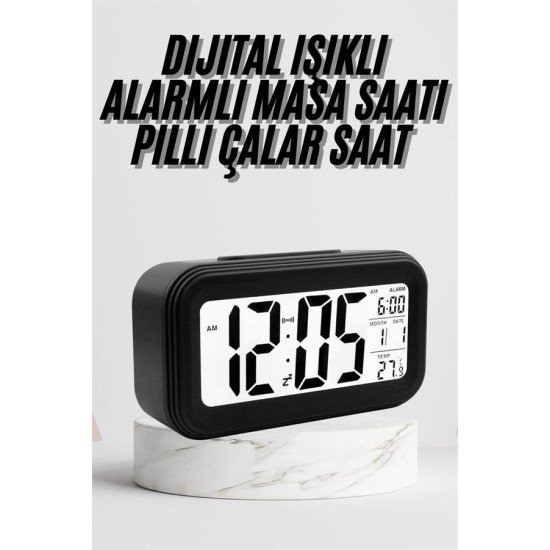 Dijital Masa Saati Termometre Takvim Led Ekran Pilli Ev Ofis Masası