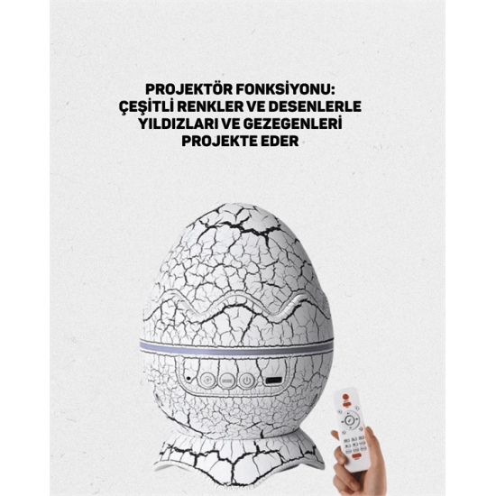 Dinozor Yumurtası Tasarımlı Projektörlü Gece Lambası