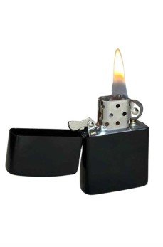 Doldurulabilir Siyah Benzinli Çakmak Metalik