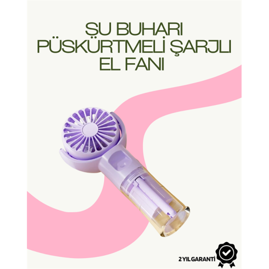 Dönen Su Sisli El Fanı – 4 Kademeli Rüzgar, Şeffaf Su Haznesi, Sessiz Çalışma