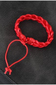 Kırmızı Örgü Deri Erkek Bileklik Kırmızı Örgü Deri Erkek Bileklik