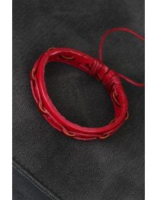 Kırmızı Renk İpli Yeni Sezon Deri Erkek Bileklik