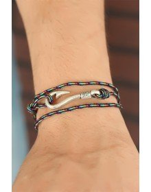 Çizgi Desenli Metal Kancalı Erkek Bileklik