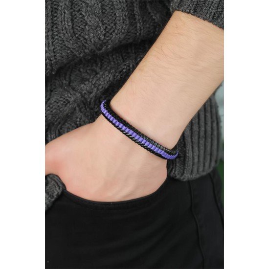 Mor Deri Erkek Bileklik