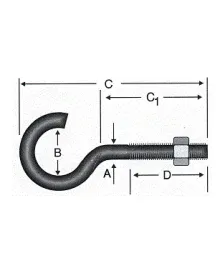 Açık Metrik Kanca M5 / 21x80 - 100 Adet