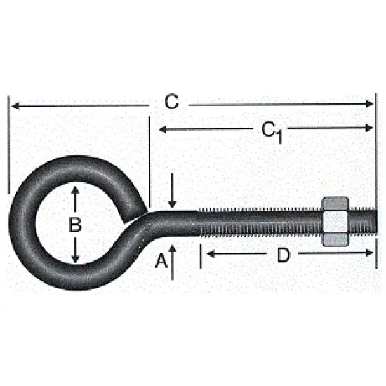Kapalı Metrik Kanca M5 / 21x80 - 100 Adet Kapalı Metrik Kanca M5 / 21x80 - 100 Adet