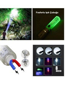El Feneri 8 Mod Şarjlı Fosforlu Mıknatıslı Led El Feneri