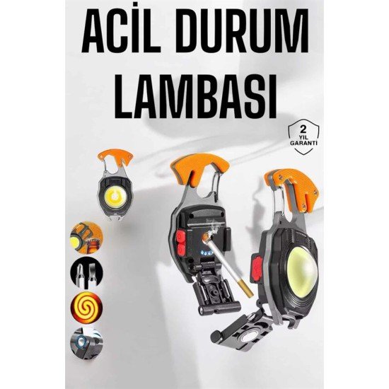 El Feneri Acil Işık Seti Tornavida Düdük Kapak Açma Kamp Lambası