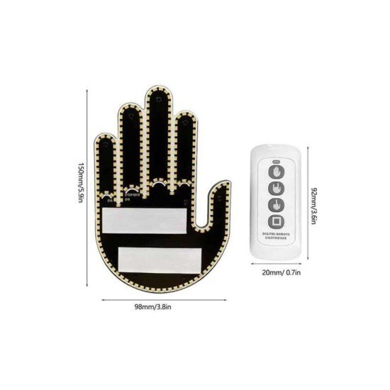 El Orta Parmak Led Kumandalı Araç İçi Reflektör Arka Cam El Simgesi El Orta Parmak Led Kumandalı Araç İçi Reflektör Arka Cam El Simgesi