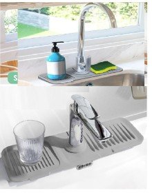 Elastik Mutfak Banyo Musluk Matı Düzenleyici Kaydırmaz Taban Organizer Lavabo Kenar Matı