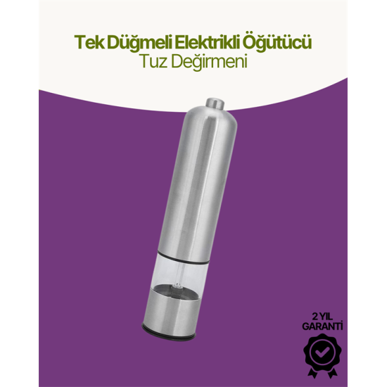 Elektrikli Baharat Öğütücü Pilli Paslanmaz Çelik Otomatik Tuz Karabiber Değirmeni