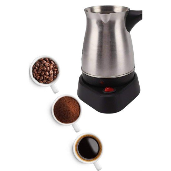 Elektrikli Cezve 800 Watt Paslanmaz Çelik Türk Kahve Makinesi Saplı