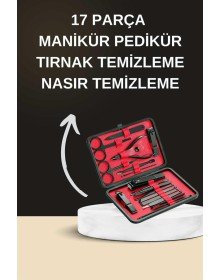 Elektrikli Manikür Pedikür Seti İkili Set 17 Parça Tırnak Bakımı Nasır Temizleme Tırnak Şekillendirme
