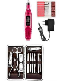 Elektrikli Manikür Pedikür Seti İkili Set 12 Parça Tırnak Bakımı Törpü Protez Çıkarma