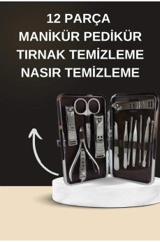 Elektrikli Manikür Pedikür Seti İkili Set 12 Parça Tırnak Bakımı Törpü Protez Çıkarma